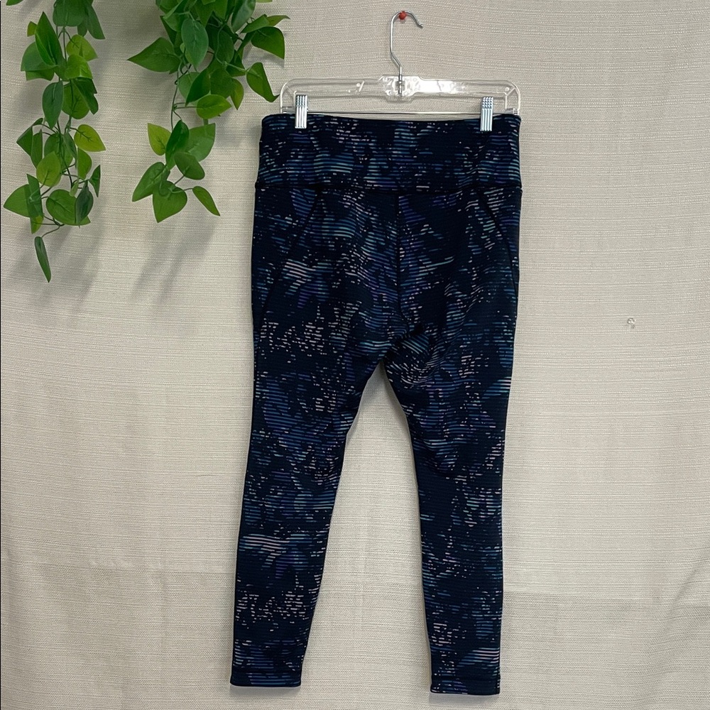 Women's Navy Patterned Leggings - Picture 2 of 3